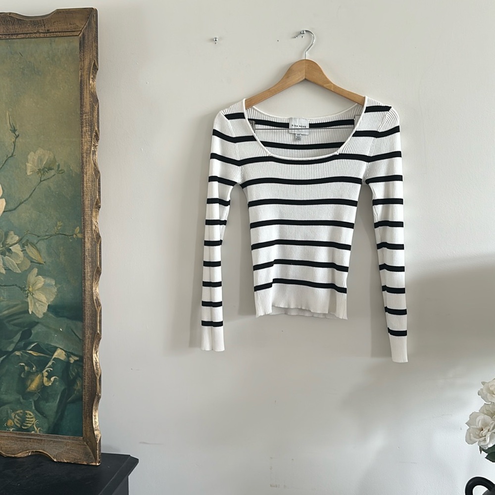 Pink Rose Striped Sweater Size Small